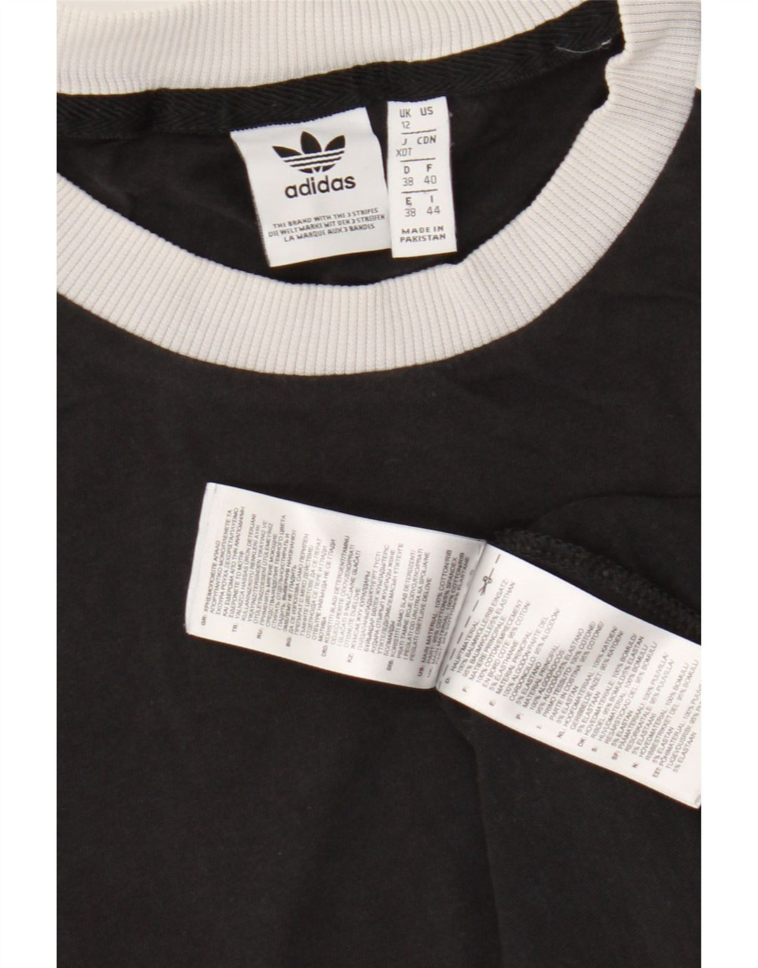Adidas Womens T-Shirt Top UK 12 Medium Black Cotton