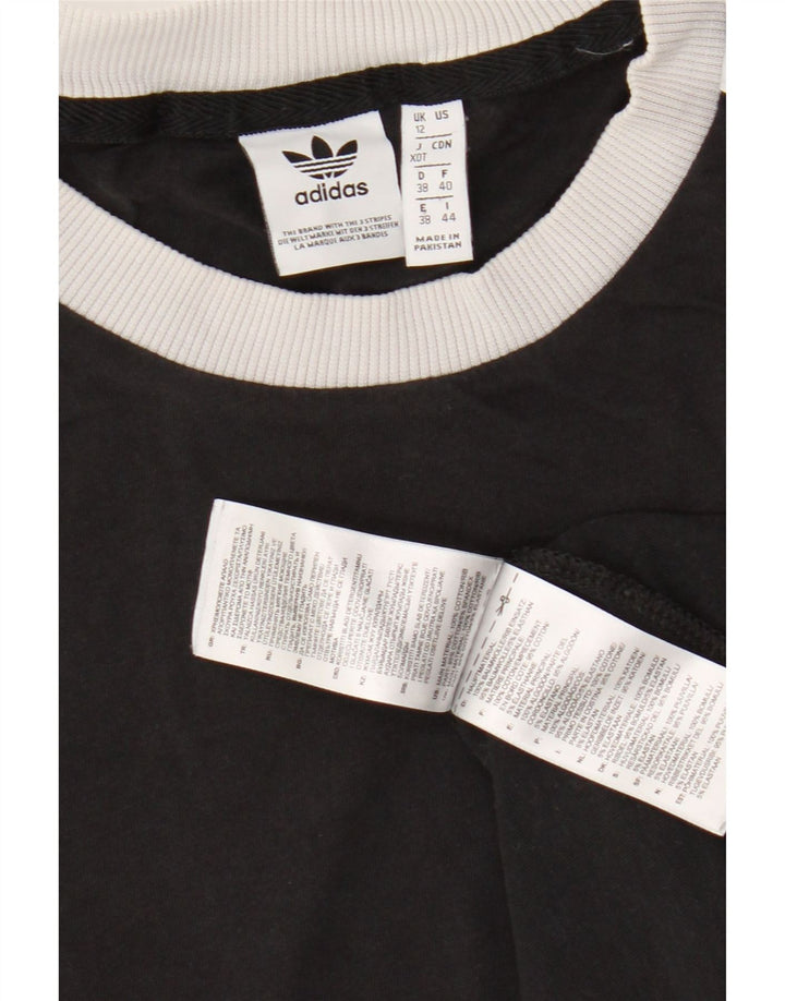 Adidas Womens T-Shirt Top UK 12 Medium Black Cotton