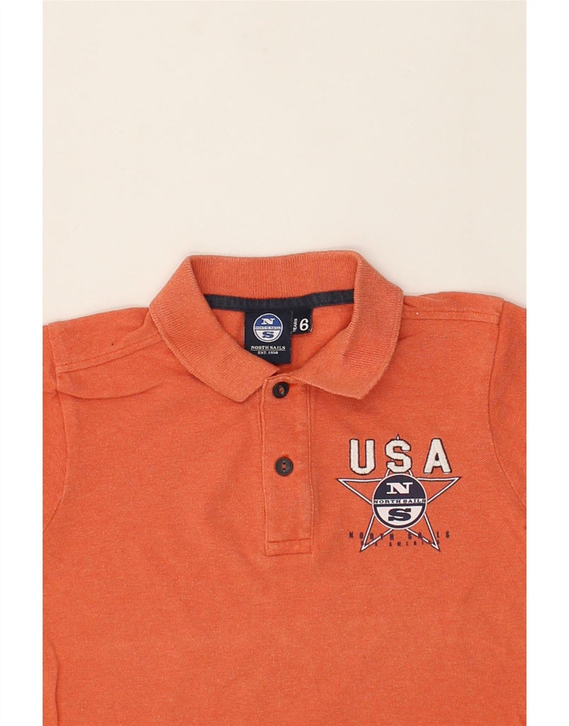 NORTH SAILS Boys Graphic Polo Shirt 5-6 Years Orange Cotton | Vintage North Sails | Thrift | Second-Hand North Sails | Used Clothing | Messina Hembry 