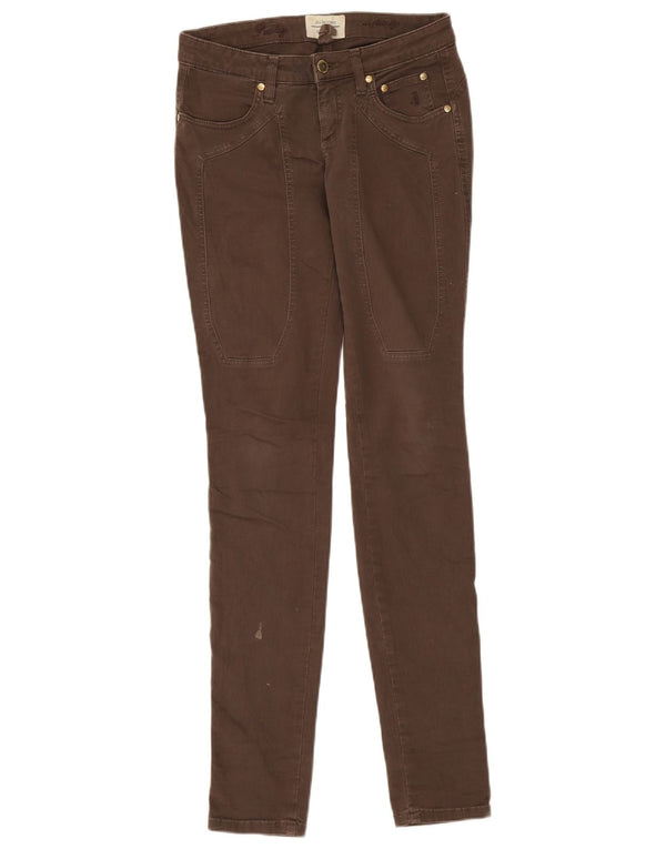 Jeckerson Womens Skinny Casual Trousers W25 L34 Brown Cotton