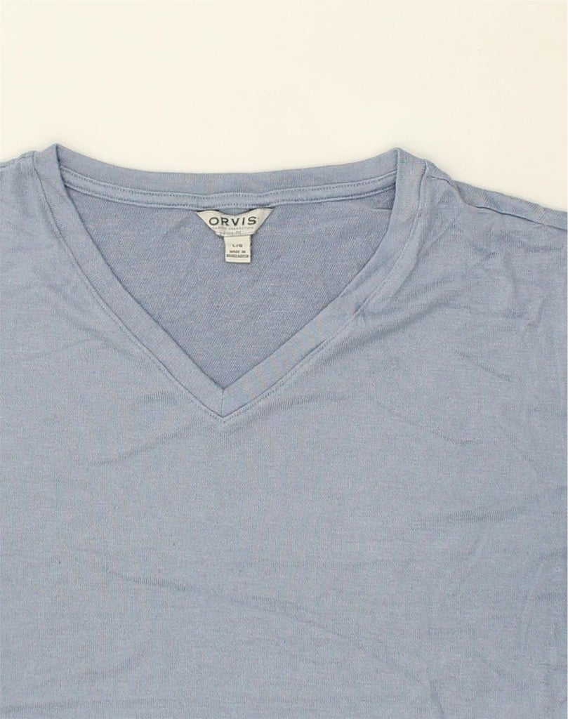 ORVIS Womens T-Shirt Top UK 16 Large Blue Polyester | Vintage Orvis | Thrift | Second-Hand Orvis | Used Clothing | Messina Hembry 