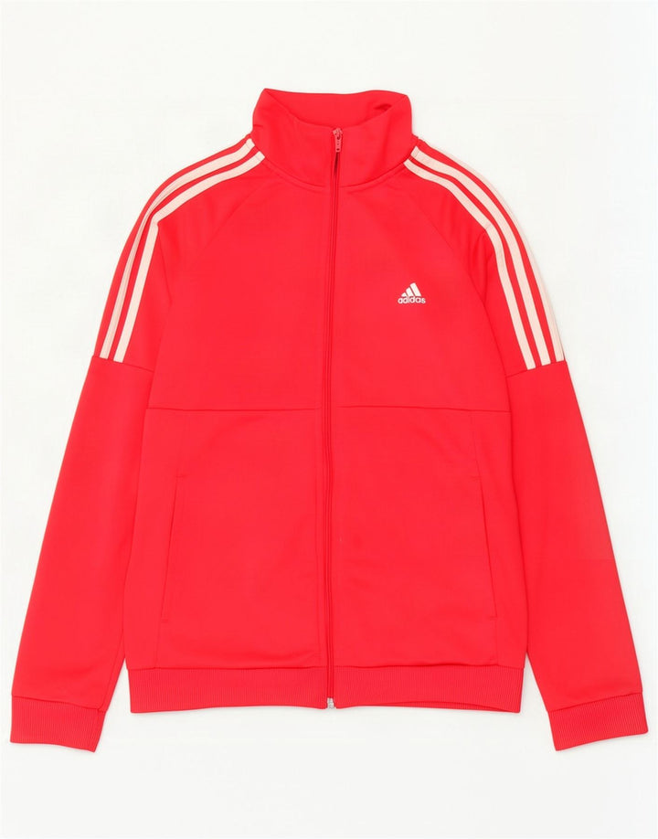 Adidas Womens Tracksuit Top Jacket UK 12/14 Medium Red Polyester