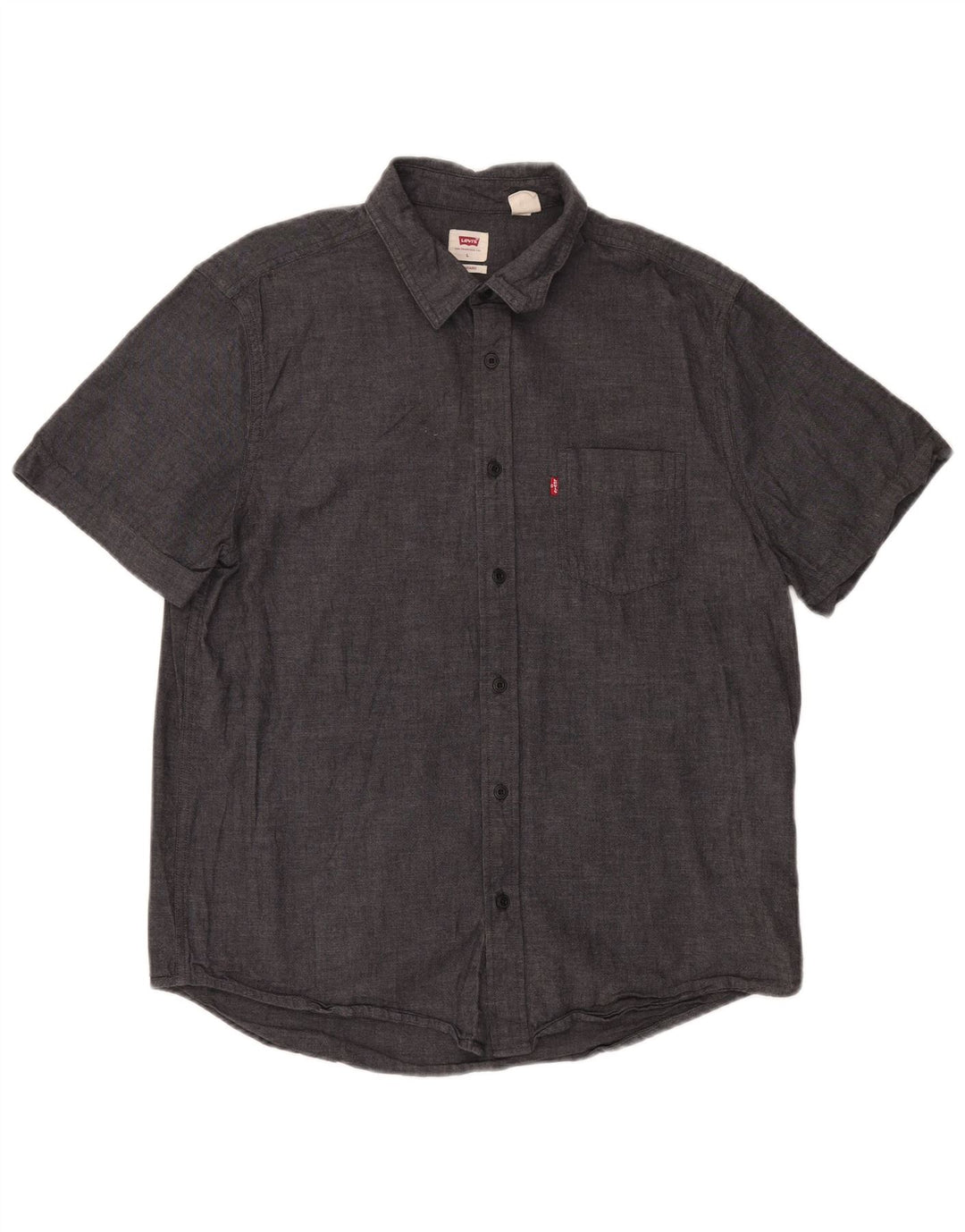 LEVI'S Mens Short Sleeve Standard Fit Shirt Large Grey Cotton