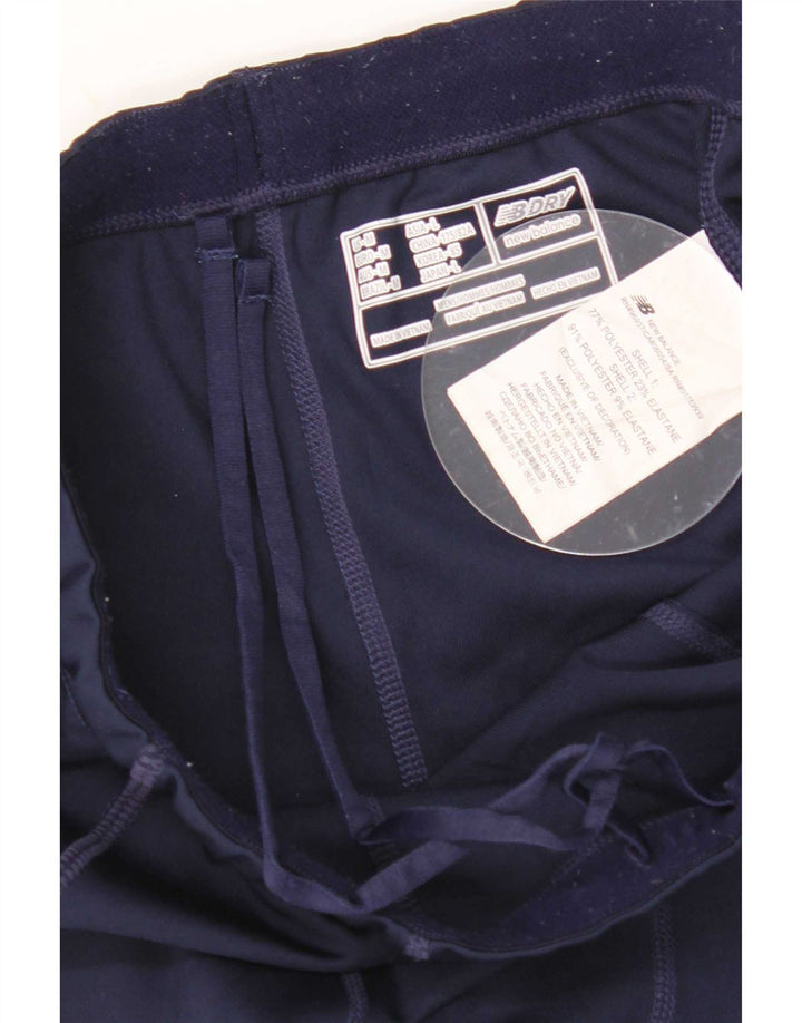 New Balance Womens Graphic Leggings UK 12 Medium Navy Blue Polyester