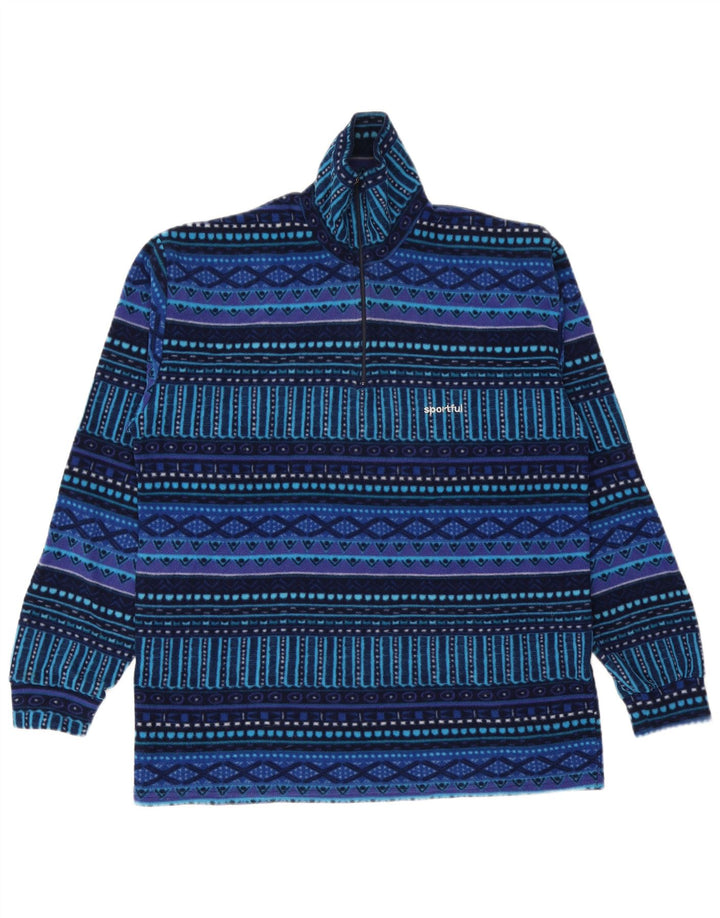 Sportful Mens Zip Neck Fleece Jumper IT 50 Medium Blue Geometric Polyester