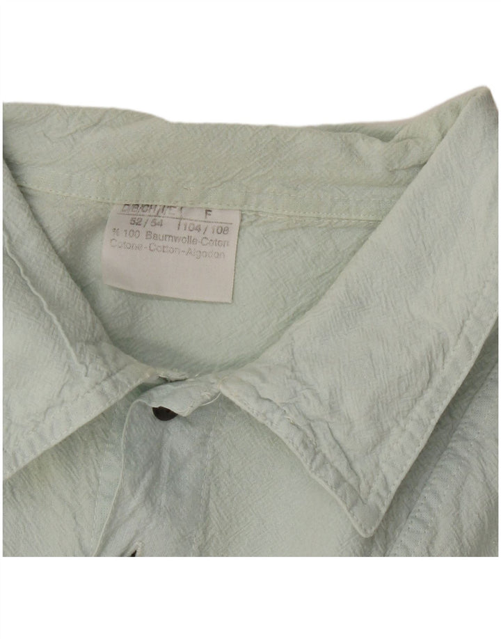 VINTAGE Mens Short Sleeve Pullover Shirt IT 52/54 Large Green Striped