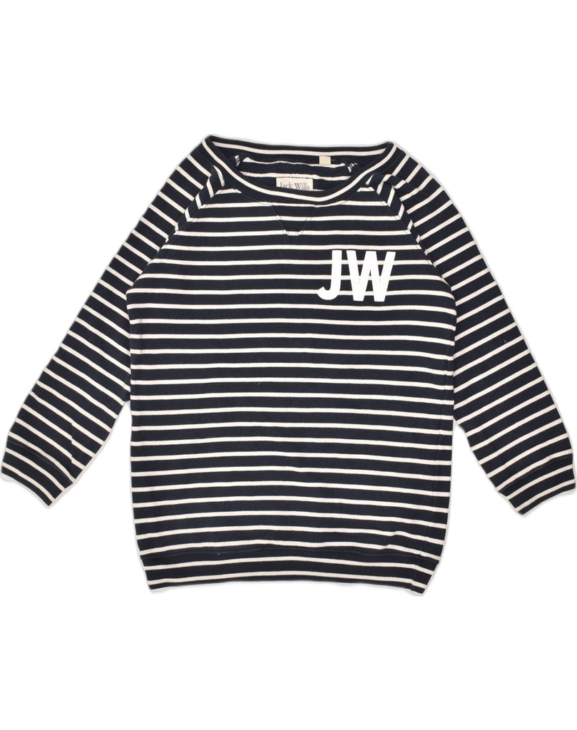 JACK WILLS Womens Sweatshirt Jumper UK 14 Medium Black Striped Cotton | Vintage Jack Wills | Thrift | Second-Hand Jack Wills | Used Clothing | Messina Hembry 