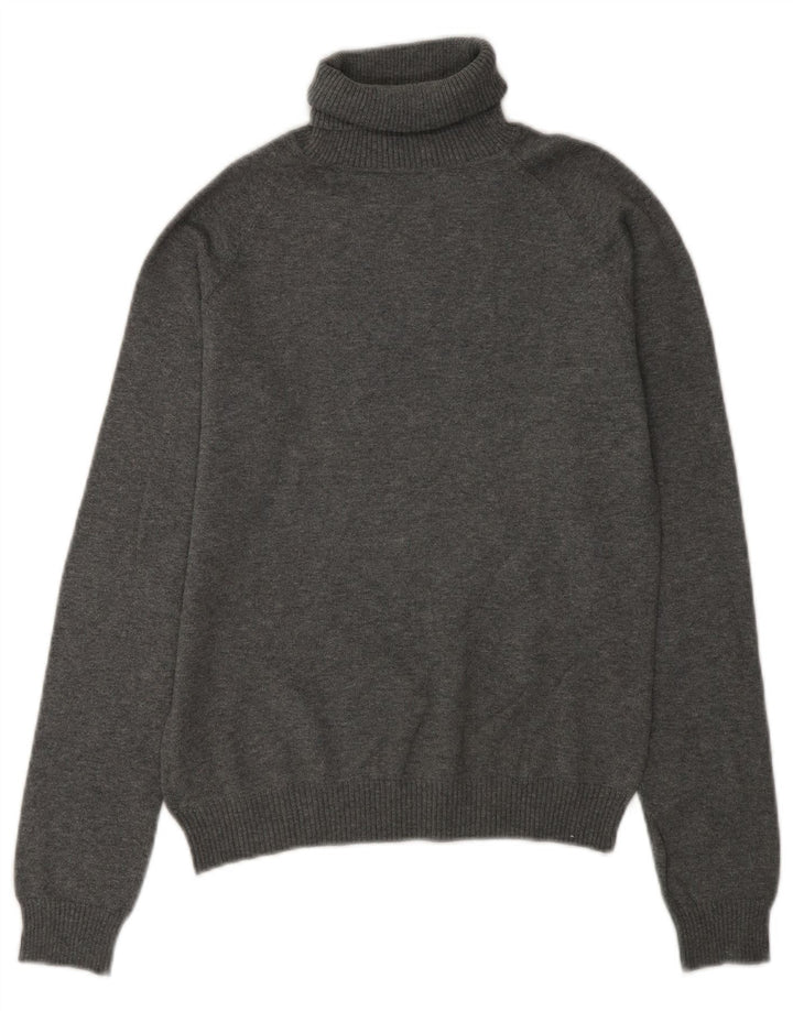 Zara Womens Roll Neck Jumper Sweater UK 14 Medium Grey Cotton
