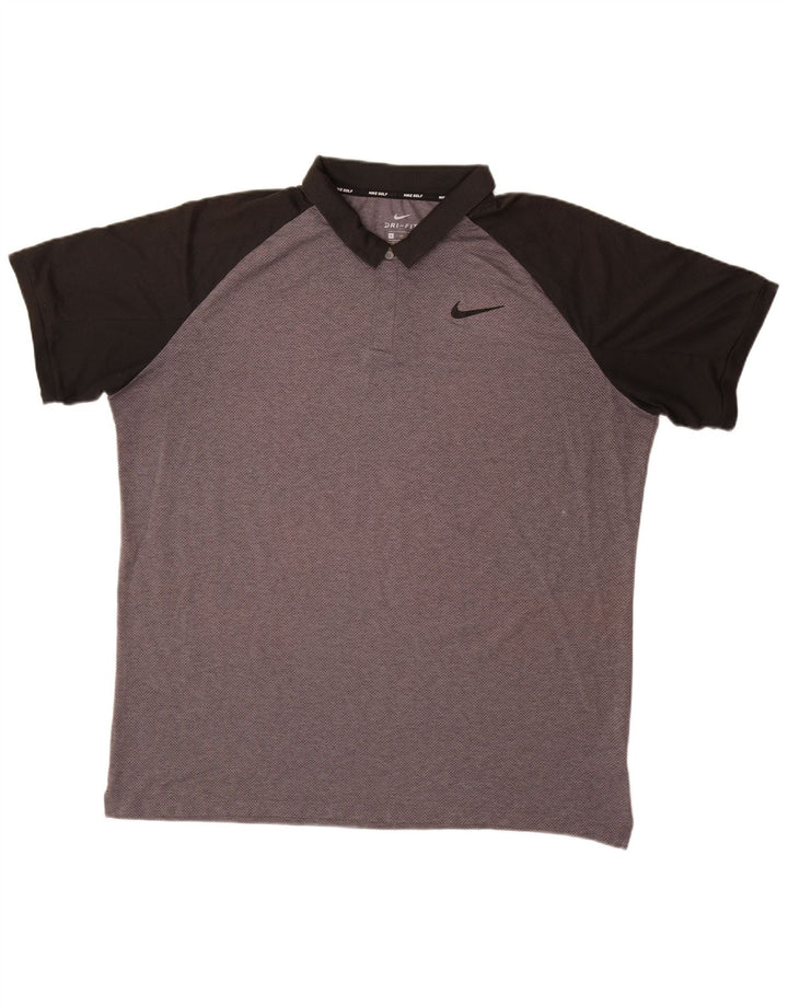 NIKE Mens Dri Fit Polo Shirt XL Grey Colourblock Polyester