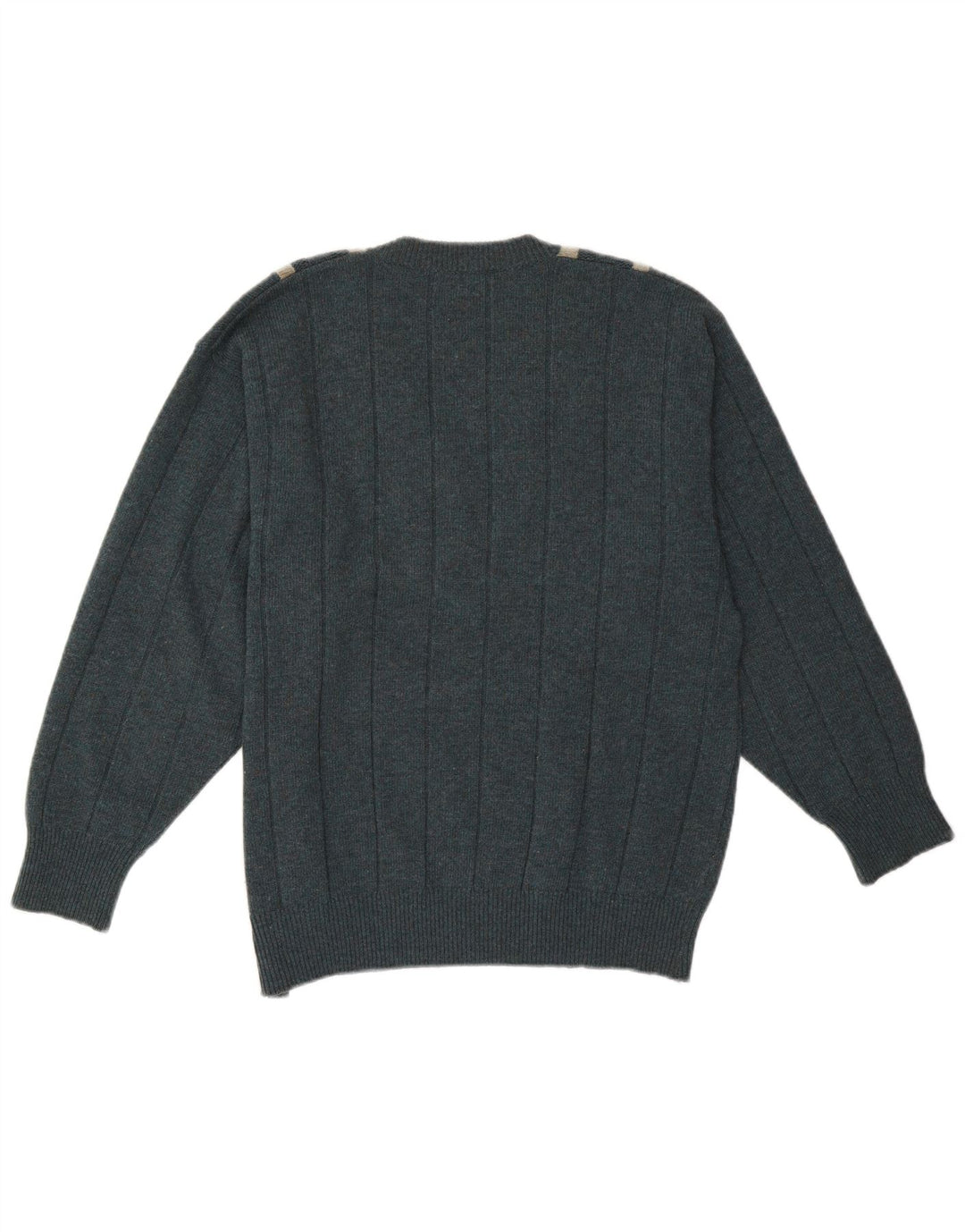 MALAGRIDA Mens V-Neck Jumper Sweater Large Green Wool