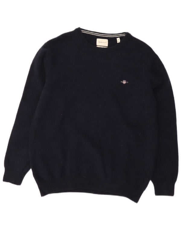 Gant Womens Boat Neck Jumper Sweater UK 22 3XL Navy Blue Lambswool