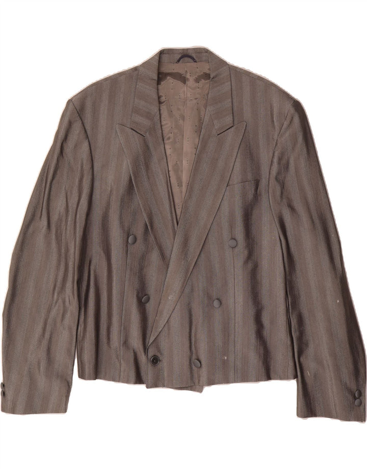 WILVORST Mens Double Breasted Blazer Jacket UK 36 Small Grey Striped Wool Vintage Wilvorst and Second-Hand Wilvorst from Messina Hembry 