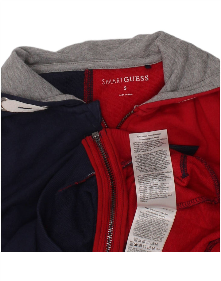 Guess Boys Zip Hoodie Sweater 4-5 Years Navy Blue Colourblock Cotton