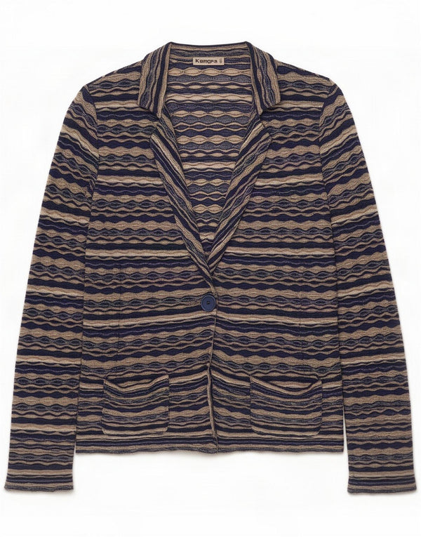 Kangra Womens Cardigan Sweater IT 44 Medium Blue Striped Cotton