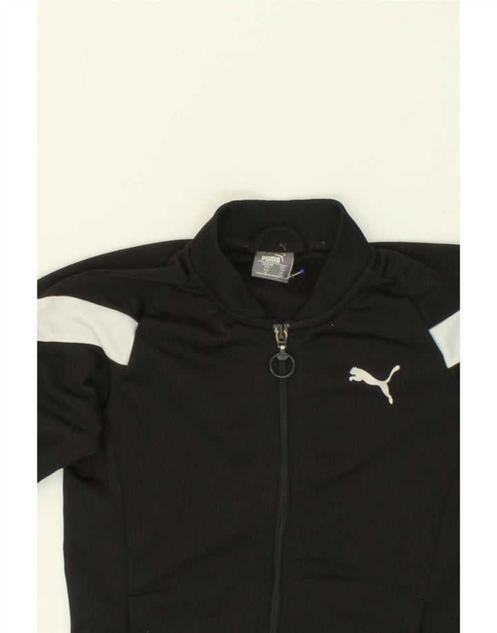 PUMA Boys Tracksuit Top Jacket 7-8 Years Black Colourblock Polyester Vintage Puma and Second-Hand Puma from Messina Hembry 