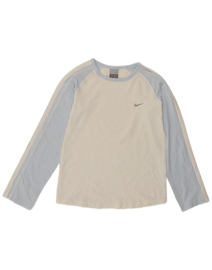 Nike Womens Top Long Sleeve UK 14/16 Large White Colourblock