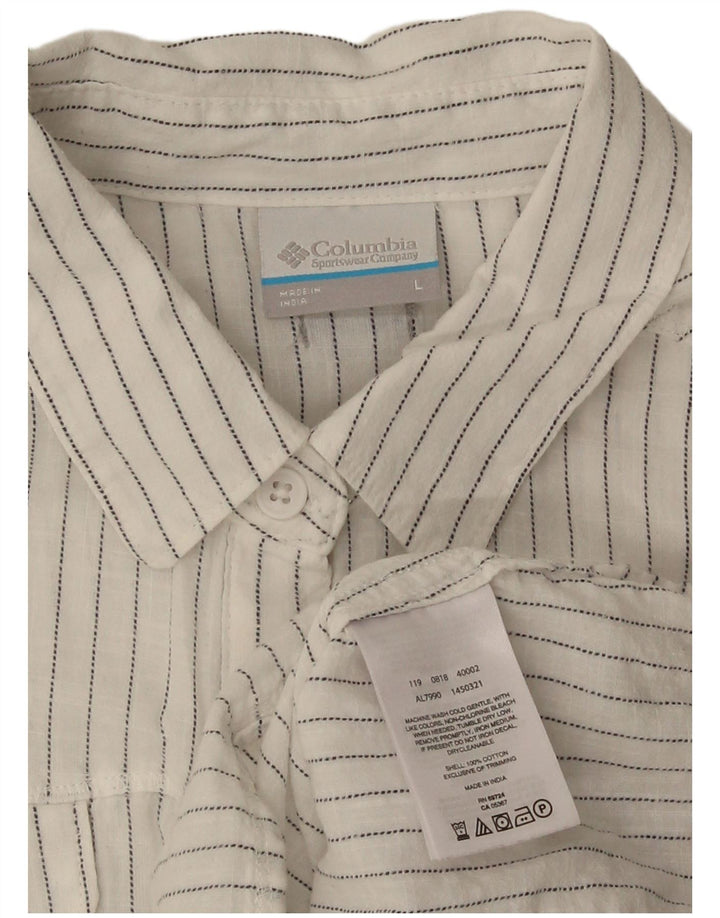 Columbia Womens Shirt UK 16 Large White Striped Cotton
