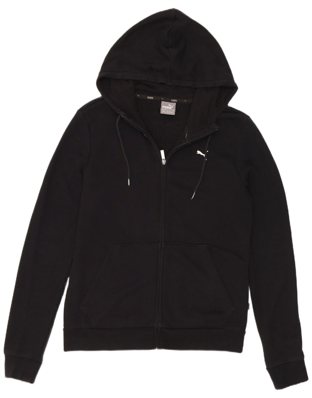 Puma Womens Zip Hoodie Sweater UK 12 Medium Black Cotton