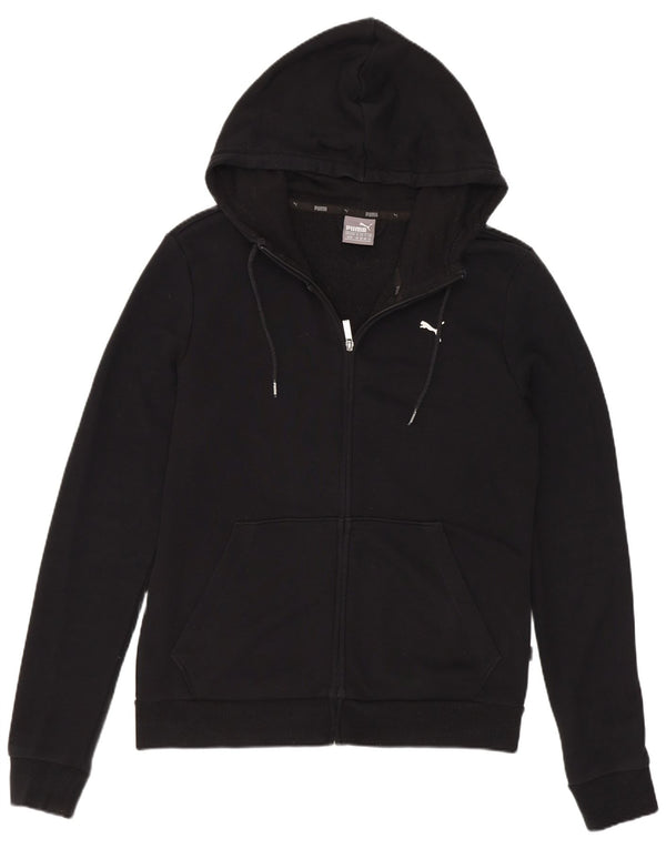 Puma Womens Zip Hoodie Sweater UK 12 Medium Black Cotton
