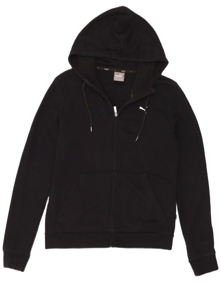 Puma Womens Zip Hoodie Sweater UK 12 Medium Black Cotton