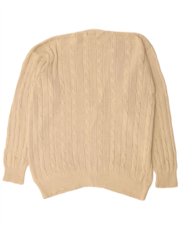 Kappa Mens Cardigan Sweater XL Beige Cotton