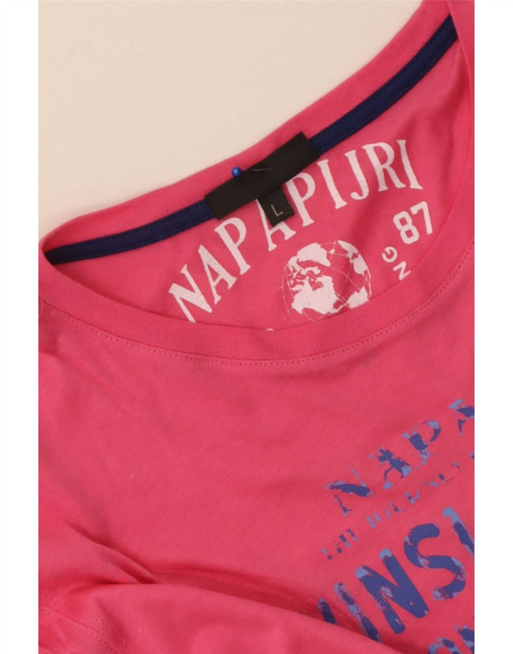 Napapijri Mens Graphic T-Shirt Top Large Pink