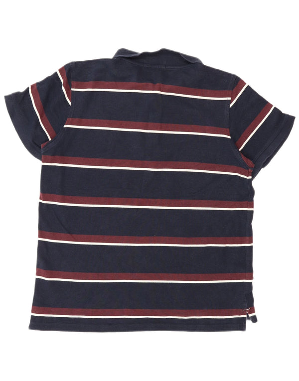 Lyle & Scott Mens Heritage Polo Shirt Medium Navy Blue Striped Cotton