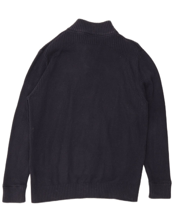 Crew Clothing Mens Zip Neck Jumper Sweater XL Navy Blue Cotton