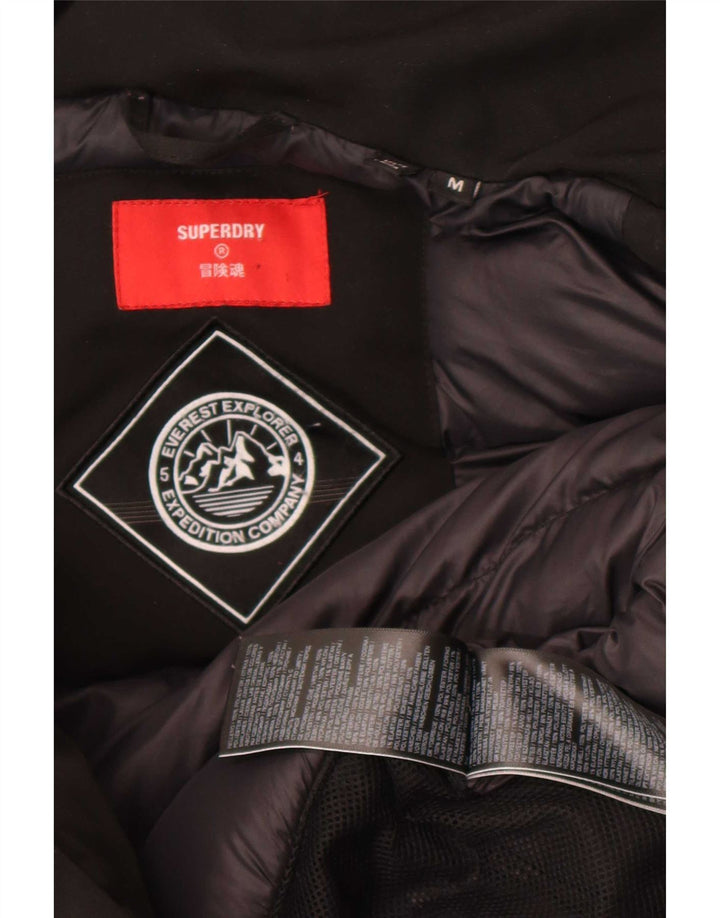 Superdry Mens Padded Jacket UK 38 Medium Black Polyester