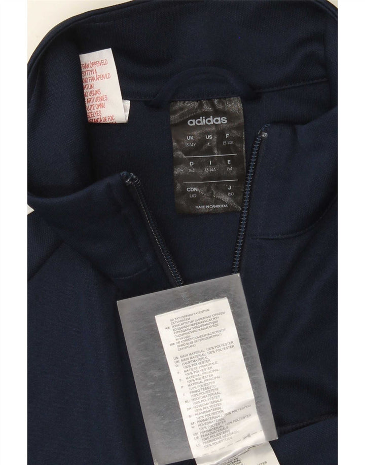 Adidas Boys Climalite Tracksuit Top Jacket 13-14 Years Navy Blue Polyester