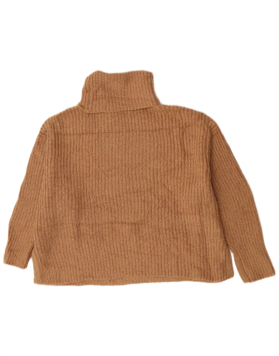 Zara Womens Oversized Roll Neck Jumper Sweater UK 10 Small Beige Acrylic