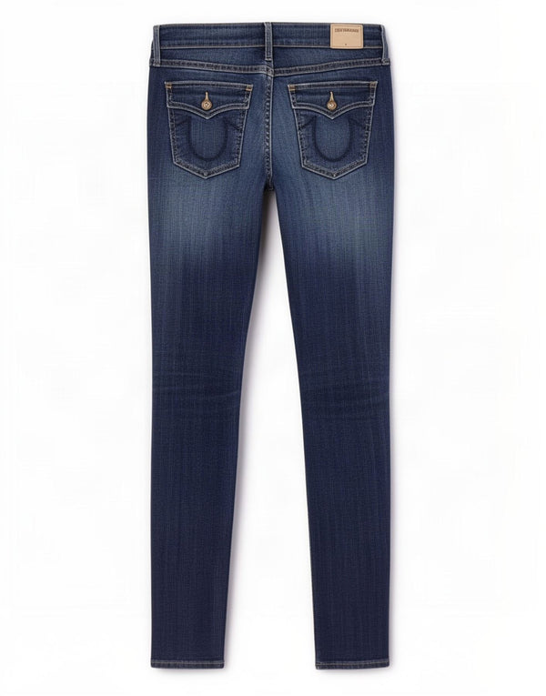 True Religion Womens Casey Low Waist Super Skinny Jeans W28 L29 Blue Cotton