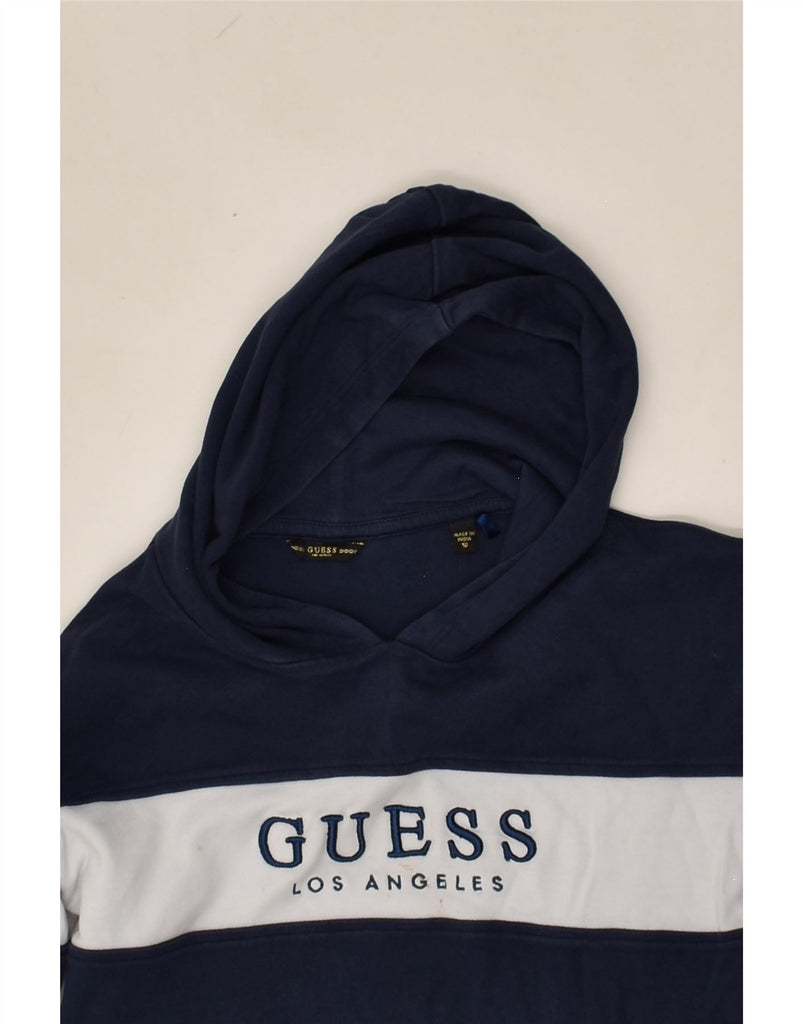 GUESS Girls Hoodie Jumper 9-10 Years Navy Blue Striped Cotton | Vintage Guess | Thrift | Second-Hand Guess | Used Clothing | Messina Hembry 