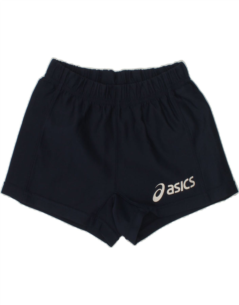 ASICS Boys Graphic Sport Shorts 11-12 Years Navy Blue Polyester | Vintage Asics | Thrift | Second-Hand Asics | Used Clothing | Messina Hembry 