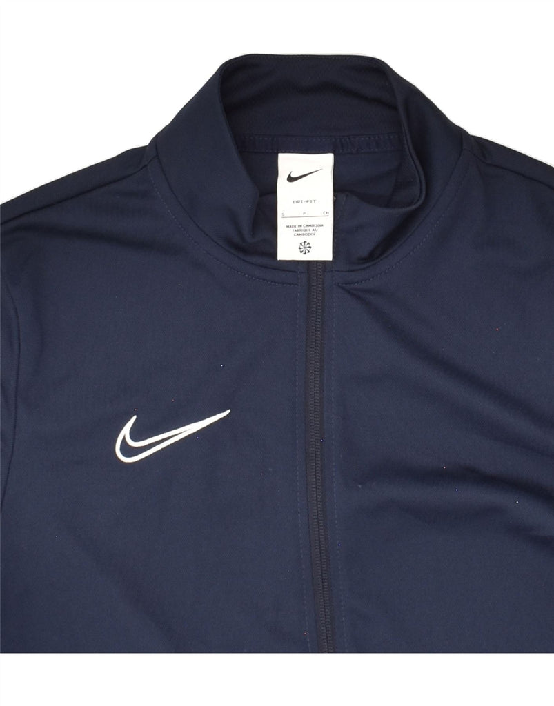 NIKE Mens Dri Fit Tracksuit Top Jacket UK 10 Small Navy Blue Polyester Vintage Nike and Second-Hand Nike from Messina Hembry 