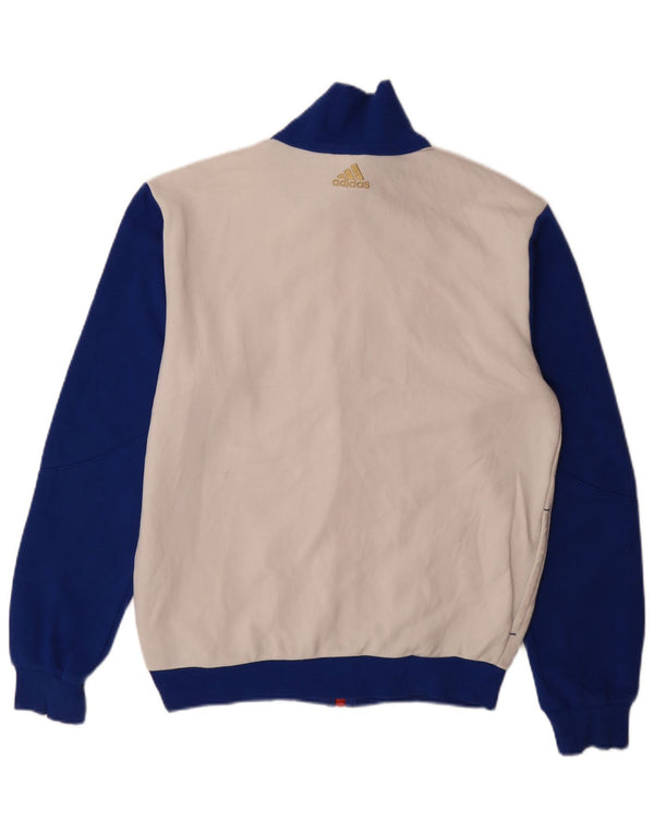 Adidas Mens Tracksuit Top Jacket Medium White Colourblock Cotton