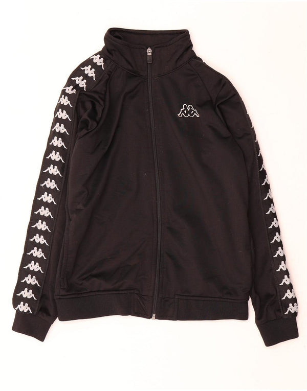 Kappa Boys Graphic Tracksuit Top Jacket 11-12 Years Black Polyester