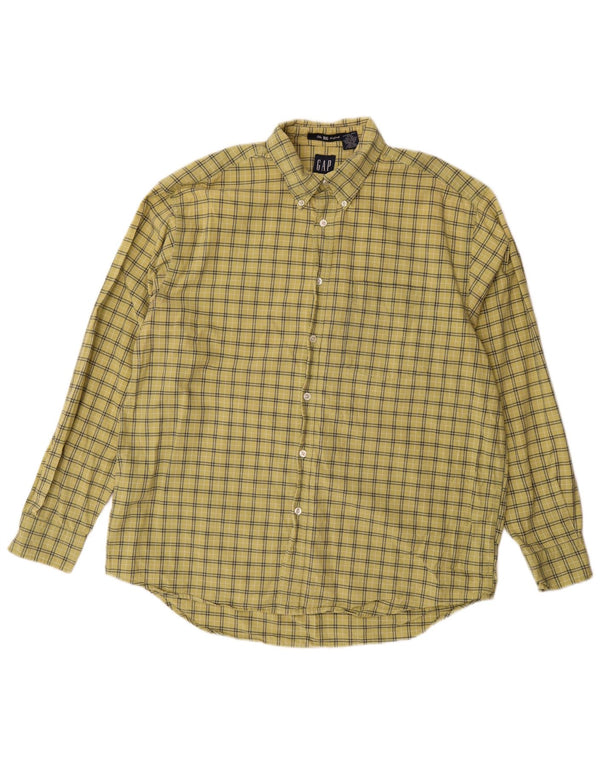 Gap Mens Loose Fit Shirt Medium Yellow Check Cotton