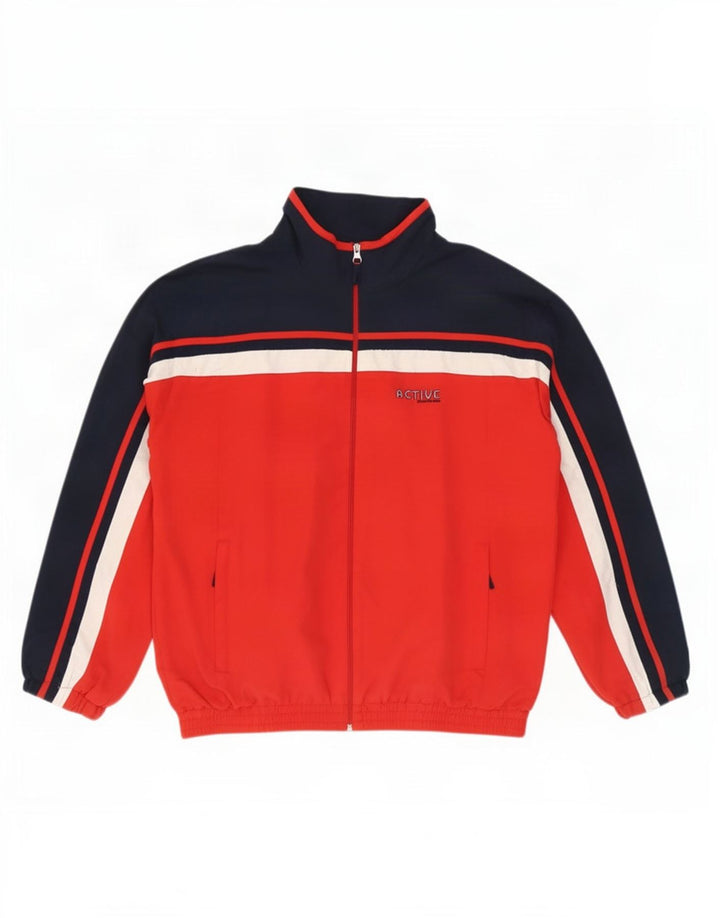 Shamp Mens Tracksuit Top Jacket XL Red Colourblock Polyester