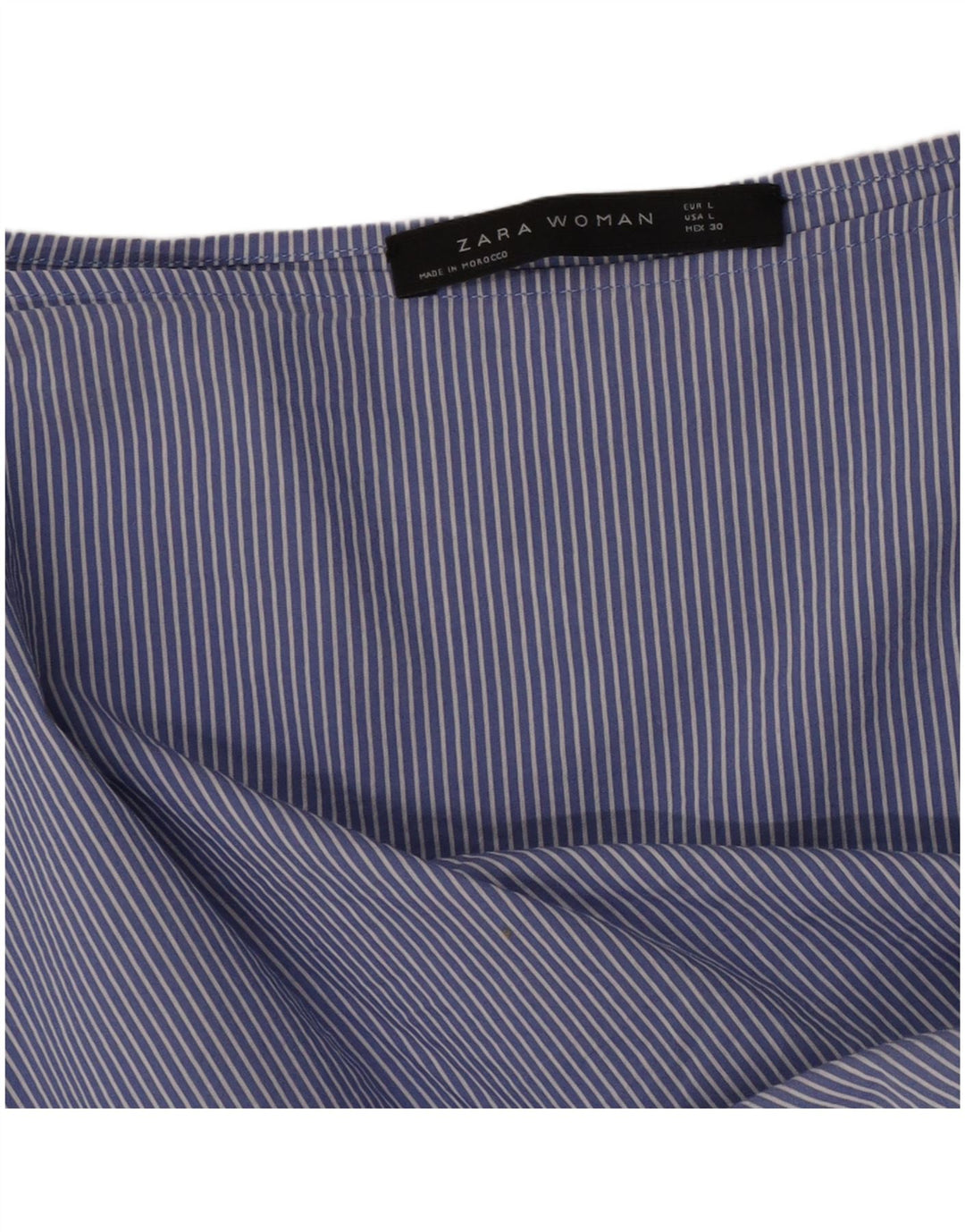 Zara Womens 3/4 Sleeve Blouse Top UK 16 Large Blue Striped