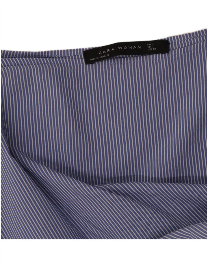 Zara Womens 3/4 Sleeve Blouse Top UK 16 Large Blue Striped