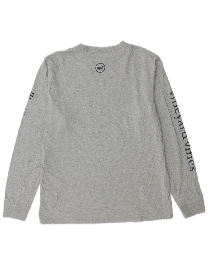 VINEYARD VINES Mens Graphic Top Long Sleeve Small Grey Cotton