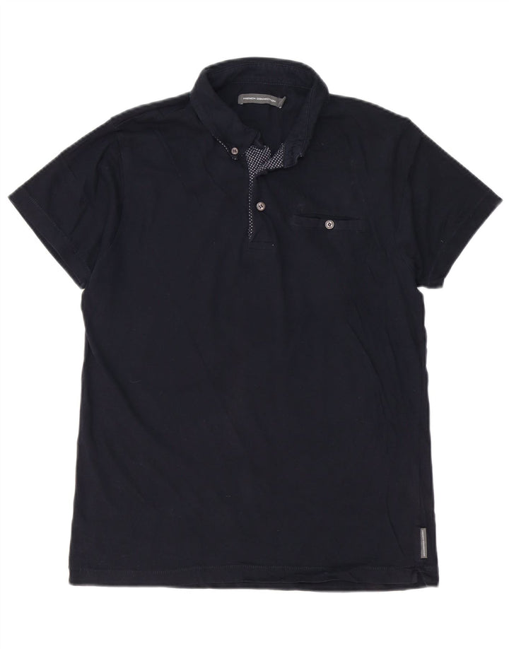 French Connection Mens Polo Shirt Medium Navy Blue Cotton
