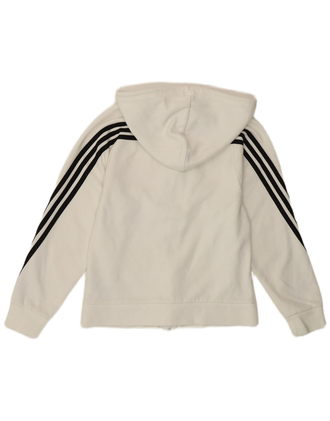 ADIDAS Womens Zip Hoodie Sweater UK 4/6 XS White Cotton