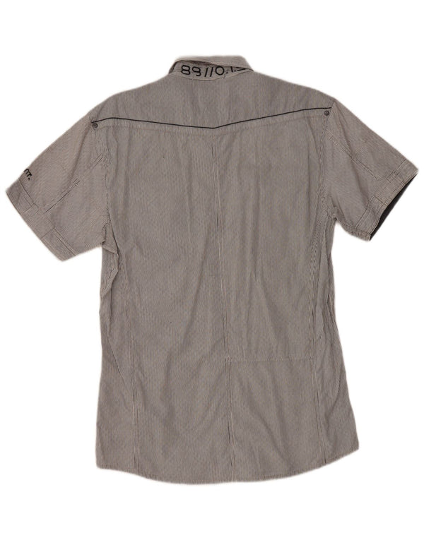 Jack & Jones Mens Graphic Short Sleeve Shirt Large Grey Pinstripe Cotton