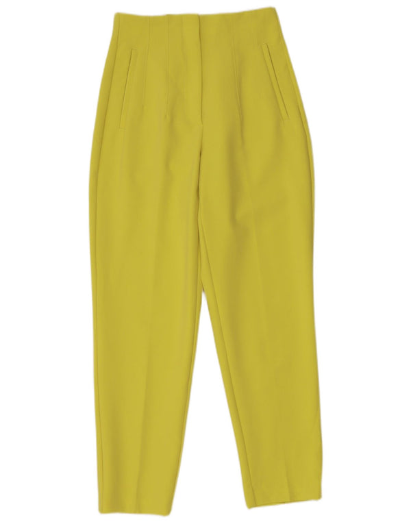 Zara Womens Tapered Chino Trousers XS W24 L27 Yellow Polyester