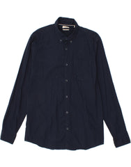 ESPRIT Mens Slim Shirt Large Navy Blue Cotton