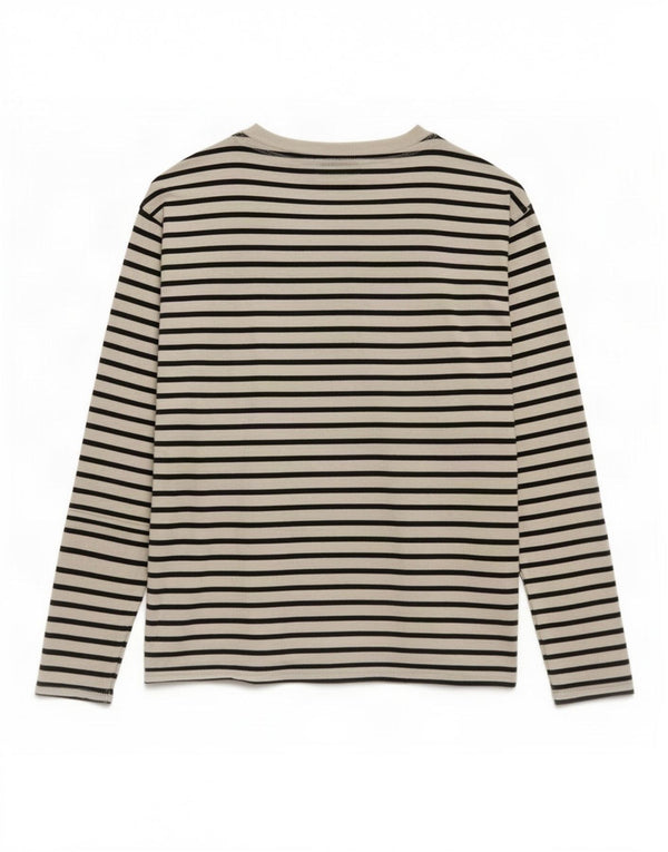 Zara Womens Top Long Sleeve UK 10 Small White Striped Cotton Nautical