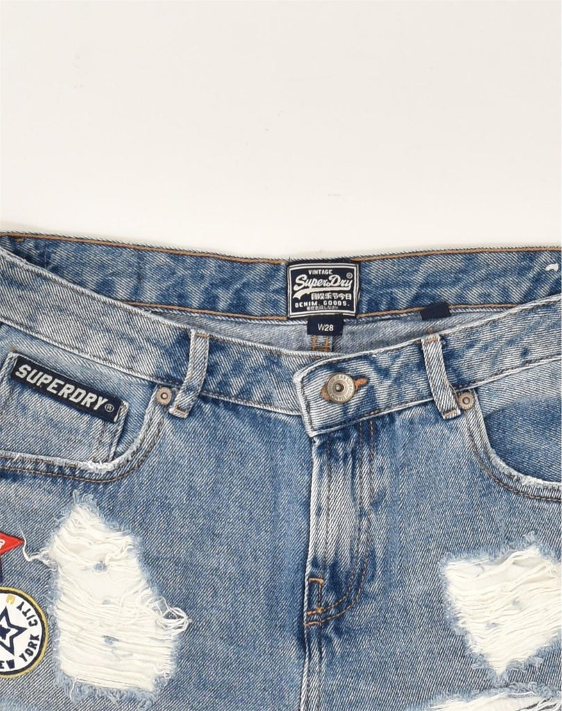 SUPERDRY Womens Distressed Denim Shorts W28 Medium  Blue Cotton | Vintage Superdry | Thrift | Second-Hand Superdry | Used Clothing | Messina Hembry 