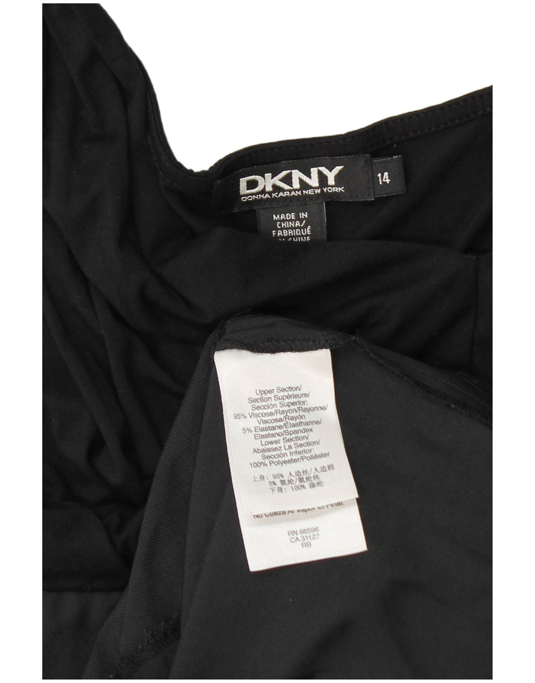 Dkny Womens Shift Dress US 14 XL Black Colourblock Viscose